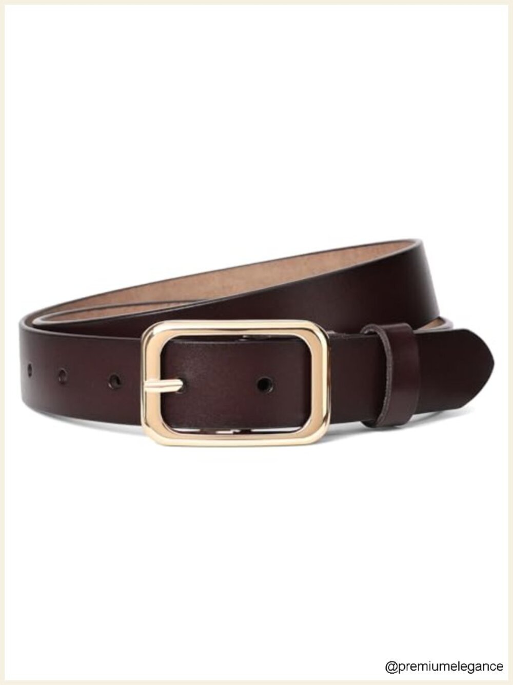 Genuine Leather Belt for Women Vintage Square Gold Buckle Waist Belt